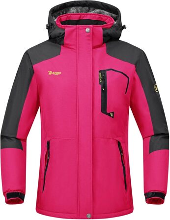 Жакет Rdruko для сноуборду та лиж, зимовий, утеплений, з софтшелу, водонепроникний, з капюшоном (рожевий, S)
