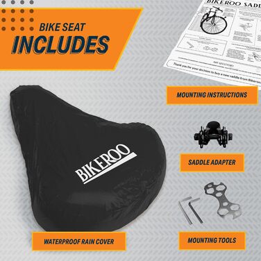 Крісло для велосипеда Bikeroo – сумісне з Peloton, м'яке крісло для жінок та чоловіків – для тренувань, вулиці та велотренажера (Indoor Bike, Elastomer)
