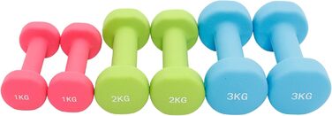 GORILLA SPORTS® Набір гантелей 12 кг з кейсом, нековзкі неопрена, 2×1 кг, 2×2 кг, 2×3 кг, для фітнесу, аеробіки та силових тренувань