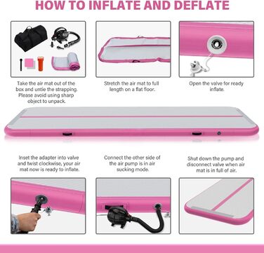 Надувний гімнастичний килимок Dwzdd Air Track 3/4/5/6м, рожевий 300x100x10см для дому, фітнесу, акробатики, дитячих тренувань