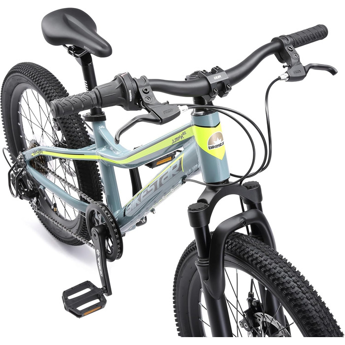 Дитячий гірський велосипед BIKESTAR 20 дюймів, алюмінієвий, 7-ступінчаста Shimano, дискові гальма, амортизаційна вилка, для дітей 6-9 років