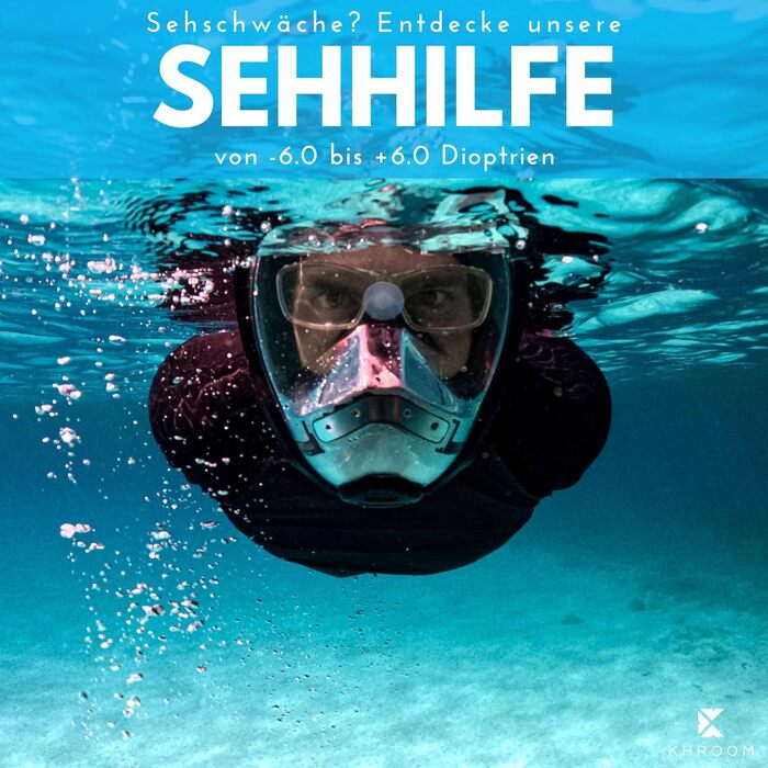 Маска для снорклінгу Khroom Seaview Pro для дорослих, повнолицьова, біла (L/XL) - безпечна CO2 захист