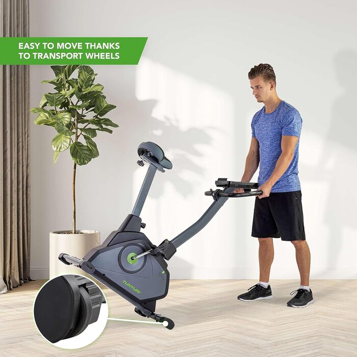 Велотренажер Tunturi Cardio Fit E35 з датчиком пульсу, LCD-дисплеєм та тримачем для планшета — для домашніх тренувань, реабілітації та початківців