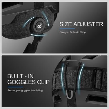 Шолом для лижного спорту та сноуборду Odoland з маскою, регульований розмір, захист вух, для чоловіків, жінок та підлітків, білий (S (54-56 см), чорний)