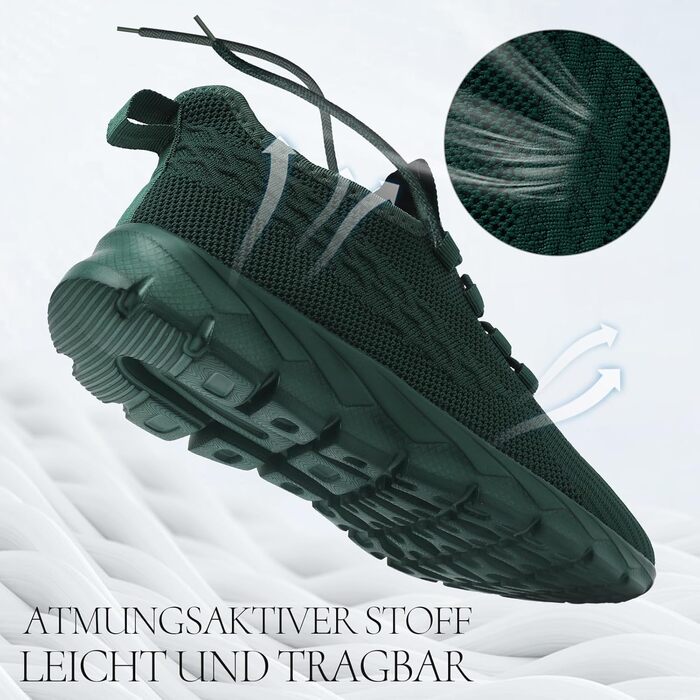 Кросівки для чоловіків: бігові, для ходьби, фітнесу, літні. Зелені, 49 EU