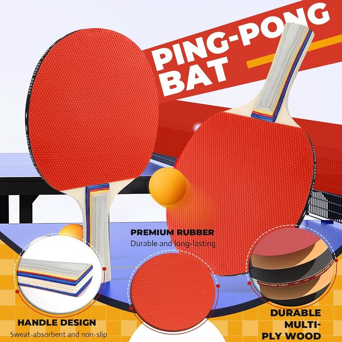 Набір для пінг-понгу CHRI: 2 ракетки, сітка, 6 м'ячів, сумка. Підходить для дітей та дорослих