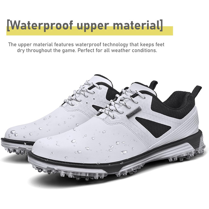 Гольф-взуття чоловіче ULTIANT водонепроникне з шнурівкою, дихаюче, для тренувань (біле, 42 EU)