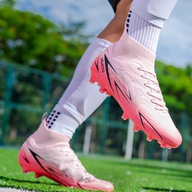 Черевики для футболу чоловічі, високі, професійні. Підліткові, для тренувань, на штучний газон. Футбольні черевики, рожеві, 38 EU