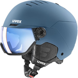 Гірськолижний шолом uvex Wanted Visor для жінок і чоловіків, міцний, з візором, stone blue matt, 54-58 см