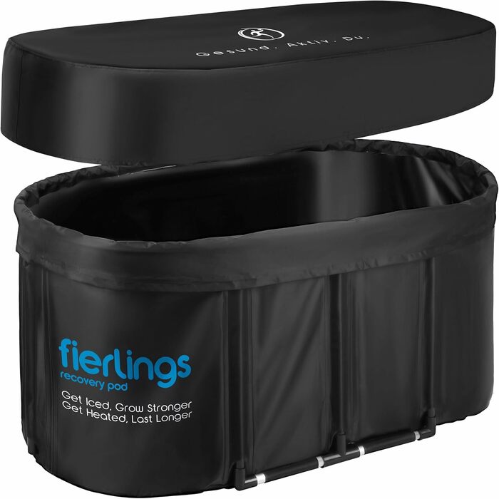 Преміум ванна для криотерапії Fierlings 120 см, овальна, мобільна, з 5 шарами ізоляції та кришкою, для внутрішнього та зовнішнього використання