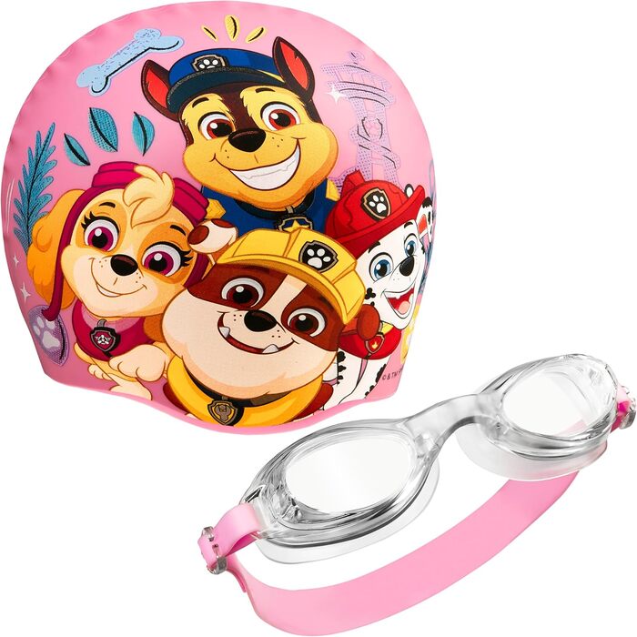 Дитячий набір для плавання PAW PATROL: шапочка і окуляри, рожевий, UV-захист, антифог, 3-6 років