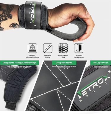 NetroxSports Hyper Grips – Ремені для тяги, фітнес-страпи для важкої атлетики, бодібілдингу, кросфіту, захист зап'ястя, універсальні для чоловіків і жінок