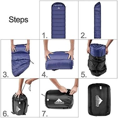 Спальний мішок для дорослих Baumwoll-Flanell, 100% бавовна, для кемпінгу, походів, 3-4 сезони, блакитний