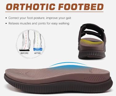 Чоловічі спортивні сандалі KuaiLu з м'якою устілкою, літні шльопанці на липучці, коричневі, 44 EU