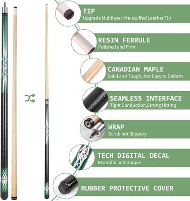 Набір більярдних київ Kmise Pool-Queue-Stick Set – 147 см, канадський клен, професійні, для дорослих, різні кольори, для барів, дому, київ для більярдного столу