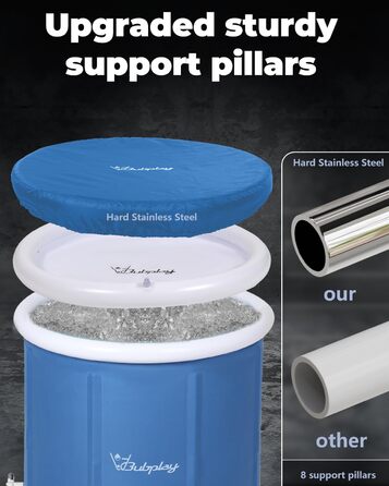 Ейсбад XL для спортсменів та дорослих: ванна для крижаного занурення на 105 галонів з кришкою, блакитна