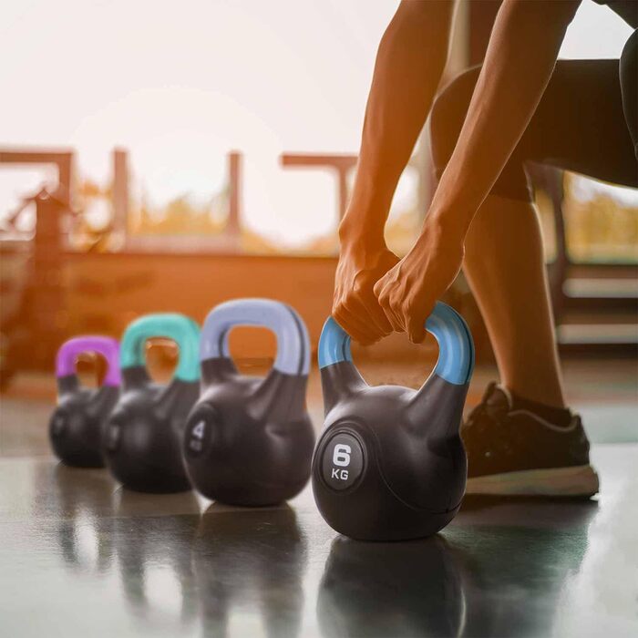 Гиря Body & Mind 2-20 кг для фітнесу та силових тренувань, професійна пластикова гіря для кросфіту, бодібілдингу та домашніх тренувань