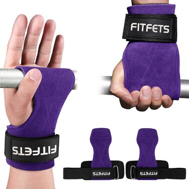 Лідши для важкої атлетики Zughilfen: шкіряні ремені для тренувань, бодібілдингу, пауерліфтингу та фітнесу (фіолетовий)