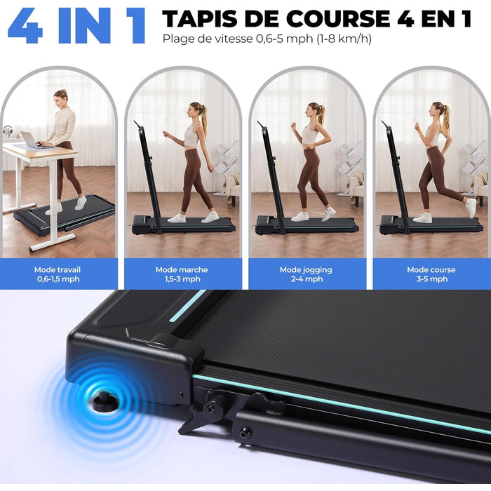 GTPLAYER Ходунка для ходьби, біговий доріжки для дому, складана з LED-дисплеєм та пультом, регульовані підлокітники, двигун 2.5 PS, фітнес, тренування, домашній фітнес, зелений