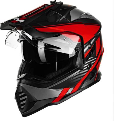 Мотошолом IL Dual Sport Adventure WS902 з сонцезахисним візором, Pinlock, для ендуро, ATV, кросу, ECE, червоний-чорний, розмір L