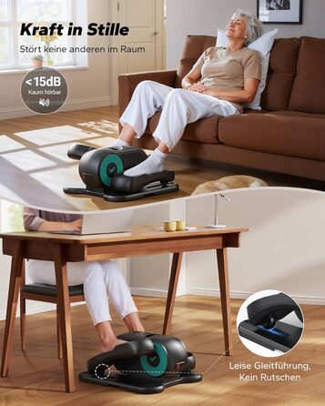 MERACH Міні електричний крос-тренажер під стіл з пультом, дисплеєм та неслизьким покриттям, 12 швидкостей, тихий та портативний для дому, для дорослих та літніх людей, блакитний E32-2025