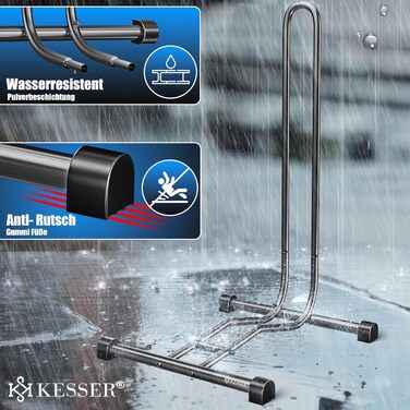 Підставка для велосипеда KESSER® для MTB, E-Bike, Citybike, шосе, з повітряним насосом. Підходить для шини до 65мм. (Антрацит, 2 шт.)