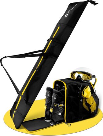 Набір для сноуборду STYNGARD: сумка для сноуборда (120-160 см) та сумка для черевиків з відділенням для шолома (40 л) з вентиляційними гратами, модель St. Moritz (чорний-жовтий)