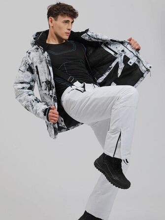 GS SNOWING Комплект чоловічого костюма: куртка та штани, ізольований, водонепроникний, для сноуборду та зимових видів спорту #02 Білий + Білий