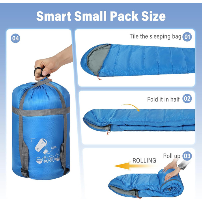 Спальний мішок REDCAMP для дітей, 175x65 см, блакитний/рожевий, 3-сезонний, для кемпінгу та відпочинку на природі