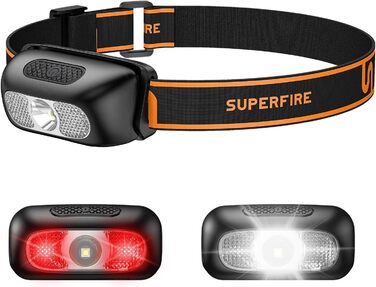 Налобний ліхтар SuperFire LED, 2 шт. Зарядний USB, 5 режимів, регульований, вологостійкий, для дорослих та дітей, біг, рибалка, кемпінг, 5 кольорів