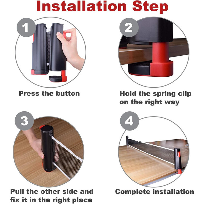 Сітка для настільного тенісу Sportout, регульована, знімається, замінна, для всіх типів столів, чорна