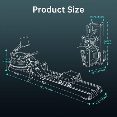 Гребний тренажер PASYOU з натурального дуба для дому, водний, складаний, Bluetooth-дисплей, 30 днів Kinomap, регульований тримач для планшета, до 150 кг, модель PW60 Oak
