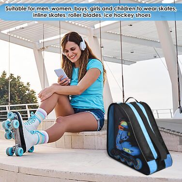 Сумка для роликів, ковзанів та скейтборду (блакитна) - дитяча сумка для спорту