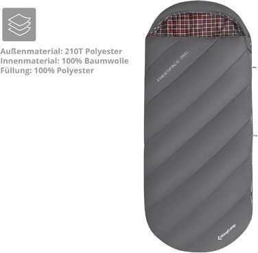 Сплячий мішок KingCamp Freespace 250 Winter з бавовни, -8°C, сірий (Slate Grey)