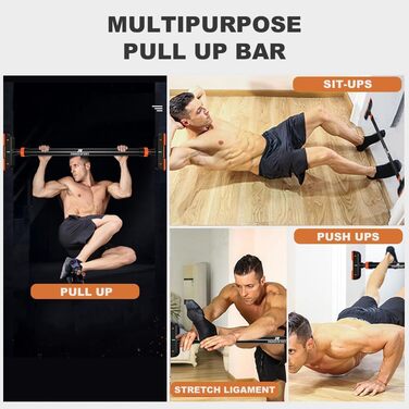 Кімнатна турнік для дверей без свердління, з поворотним замком, регульований 69-92 см, вантажопідйомність 200 кг, Apricot