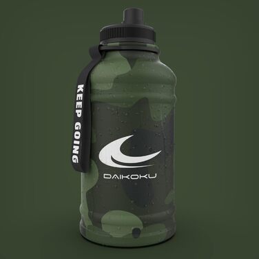Термос-бутилка Daikoku з нержавіючої сталі 1,3 л, BPA Free, подвійні стінки, збереження температури 12-24 год, для спорту, фітнесу, зелений камуфляж