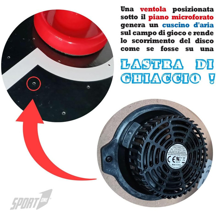 Стіл для повітряного хокею Sport1 Vertikal Klapptisch: компактний, з вентилятором 12V, розмір 121x60x76 см, з підсвіткою та рахунком