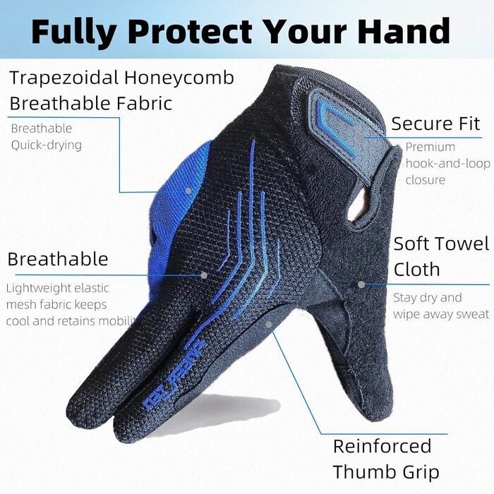 Велосипедні рукавички FINGER TEN для чоловіків, MTB рукавички з гелевою амортизацією, захист від ковзання, походи, гірський велосипед, унісекс, зелені, повні пальці