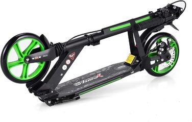GOPLUS Roller Kinder 8 Jahre: Трюковий самокат для дітей та дорослих, 8 років, з регулюванням висоти, складний, з гальмом та ременем (Зелений)