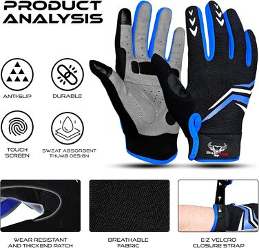 Велосипедні рукавички BEAST RAGE Vofinger для їзди по горах, BMX, MTB, шосе, чоловічі та жіночі, сині