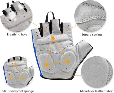 Велосипедні рукавички ONTYZZ: фітнес, тренування, для жінок та чоловіків, спортивні, безпальцеві, XL, блакитні