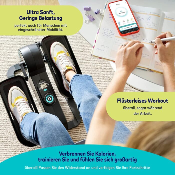 Cubii Move еліптичний тренажер – компактний для дому, з LCD-дисплеєм та 6 рівнями опору, тихий педальний тренажер для дому, офісу та людей похилого віку