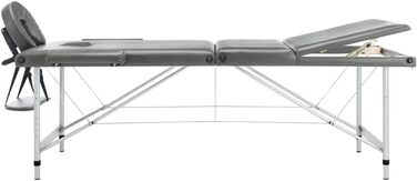 Масажний стіл vidaXL 3-зонний, алюмінієвий, антрацит, 186x68 см, регульований, з сумкою для перенесення — масажна, косметологічна, терапевтична кушетка
