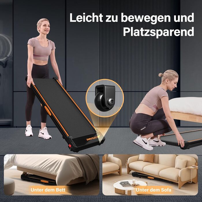Walking Pad: Компактний біговий тренажер для дому та офісу, 2.5 PS, регулювання нахилу, чорний
