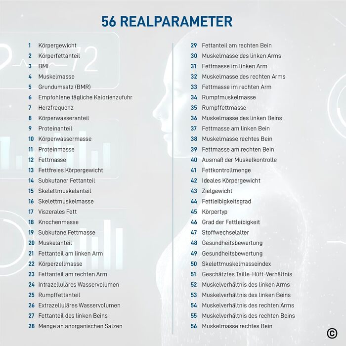 Вага для вимірювання жиру в тілі GeniaScreen SolidTrack - розумна вага з Bluetooth, LED-дисплеєм, 56 вимірювань, 180 кг, скло