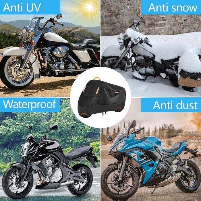 Водонепроникний чохол для мотоцикла Touring Cruiser (4XL: 274x94x140 см) для Honda VTX 1300, Goldwing, Kawasaki Vulcan, Yamaha Royal Star