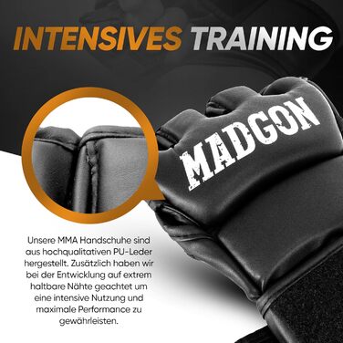 Преміальні MMA рукавички MADGON для бойових мистецтв, греплінгу, спарингів, Крав Мага, муай-тай, боксу, для чоловіків і жінок, чорні/білі, розмір L