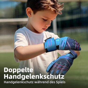 Воротарські рукавички Sportout з Fingersave для дітей та дорослих, 4мм латекс, антиковзкі, темно-сині (розмір 9)