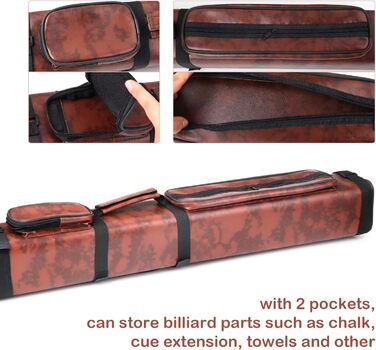 Чохол для більярдних київ: на 3 батти та 6 шесток, з екошкіри, жорсткий, коричневий