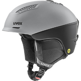 Гірськолижний шолом uvex Ultra MIPS для жінок і чоловіків, міцний, змінна підкладка, 55-59 см, сірий-чорний матовий